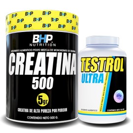 BHP NUTRITION- CREATINA MEZCLA SIN SABOR 500G + BHP TESTROL 120CAPS