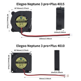 BCZAMD Elego Neptune3 Pro Plus 3D Printer Accessories - Hotend Brushless Cooling Fan: 4010 4015 DC 24V Dual Ball Bearing Turbo Fan for Neptune3 Pro Plus Extruder Hot End Project Print Head