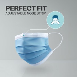 SURESAFE Premium Disposable Face Mask Pack of 200, 3 Ply face mask with ear loop, High Filtration, Comfortable and Breathable, Women and Men Face Mask, Blue