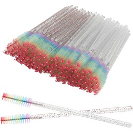100 Cepillos de Cristal para Pestañas, Cejas Y Extensiones de Pestañas con Mango de Colores (Blanco Y Multicolor).