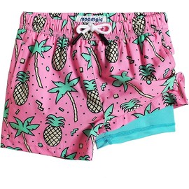 maamgic Boys Swim Trunks with Compression Liner Toddler Stretch Swim Shorts