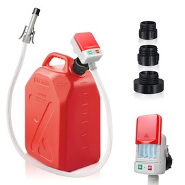 HiNADA Fuel Transfer Pump with Auto-Stop - Battery Power, Portable 3.2 GPM with 51'' Extra Long Hose, 3 Can Adapters & Leak Protection for Oil/Diesel/Gasoline Safe Transfer.