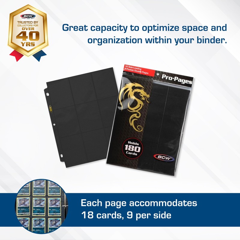 BCW Double-Sided 9-Pocket Pages Holder - 10 Black Pages |