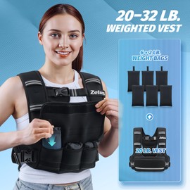 ZELUS Weighted Vest for Women Men, 4-10lb Adjustable Weight Vest with 6 Iron Sand Bags, U-Shaped Rucking Vest with Adjustable Buckle Straps, Workout Vest for Strength Training, Black