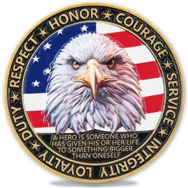 Female Veteran Challenge Coin – Proud of You Military Coin with Bald Eagle Backside – Women’s Veteran Tribute Coin with Acrylic Protector for Army Navy Air Force Marines