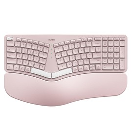 Nulea RT05 Wireless Ergonomic Keyboard, Split Keyboard with Wrist Rest, USB-C Charging, 7-Color Backlight, Natural Typing, Bluetooth and USB Connectivity, Compatible with Windows,Mac(Pink)