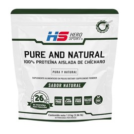 HS HERO SPORT Peas Protein Proteína Vegana de Chícharo Natural 1.8kg. 26g de Proteína por Porción, 60 Porciones,Plant Based, Gluten Free, Sugar Free, 