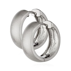 NKlaus 4814 Pair of 925 Sterling Silver Hinged Hoop Earrings 17.5 mm Matte Tarnish Resistant, Sterling Silver