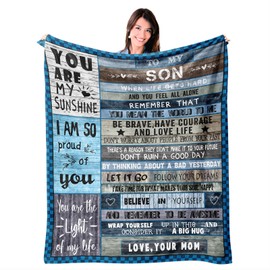 to My Son Gifts from Mom, Birthday Gifts for Son Gift for Valentine’s Day Christmas Graduation, Flannel Fleece Soft Cozy Throw Blankets Lightweight Warm Throws for Bed Sofa Couch 50"x60"
