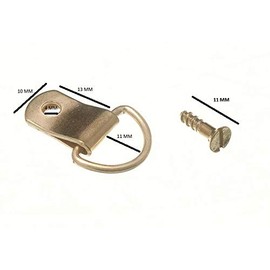 Brass Plated Steel D-Ring Picture Hangers - Pack of 10