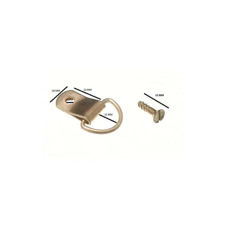 Brass Plated Steel D-Ring Picture Hangers - Pack of 10