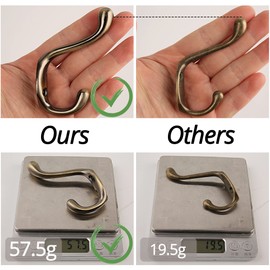 HASWARE 6 Pieces Double Prong Coat Hooks, Double Coat Hooks with 12 Pieces Screws, Antique Vintage Hangers, Large Heavy Duty for Hat, Hangers, Towels (Black)