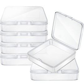 6 Pieces Mini Plastic Clear Beads Storage Containers Box for Collecting Small Items, Beads, Jewelry, Business Cards, Game Pieces, Crafts (3.3 x 3.3 x 1.1 Inch)