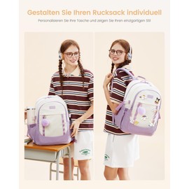 LOVEVOOK School Backpack Girls Teenagers Lightweight School Bag School Bag 15.6 Inch Laptop Backpack Women with Plush Pendant Large Casual School Bag for School Middle School