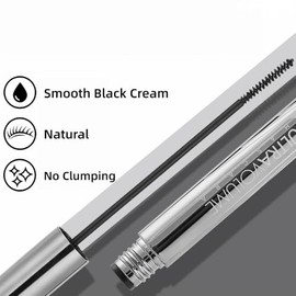 Black Mascara with Small Brush for Lower/Fine Lashes, Thicker, No Flaking, Smudge-Proof and Waterproof, Natural