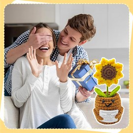 Sunflower Thank You Gifts Knitted Small Thank You Gift German Pocket Hug Lucky Charm for Friends Colleagues and Family, Courage Gift