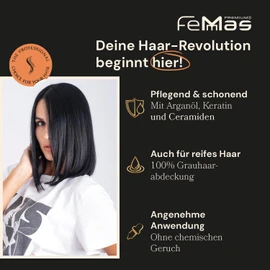 FemMas Hair Colour, Professional Cream Hair Colour with Argan Oil, Keratin & Ceramides, as Permanent Hair Colouring or Tint for Radiant, Durable Colour Results, 3x Blue Black 1.1, 100 ml