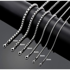Giftall Stainless Steel Chain Necklace for Men 2MM Square Rolo Chains Round Box Chain Necklace for Women 18 Inches