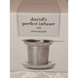 David's Tea Davids Tea Perfect Infuser Silver Stainless Steel  White Saucer Fits Nordic Mugs