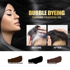 Natural Hair Dye Shampoo Hair Dye Shampoo Semi-Permanent Colour Hair Dye Shampoo Botanical Bubble Hair Dye Shampoo, Easy to Use, Natural Ingredients (Dark Tea)