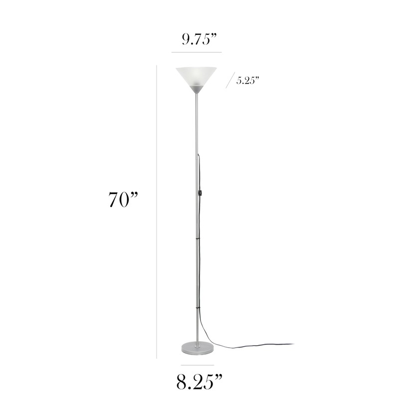 Simple Designs LF1011-SLV-LB 70" 1 Light Stick Torchiere Floor Lamp