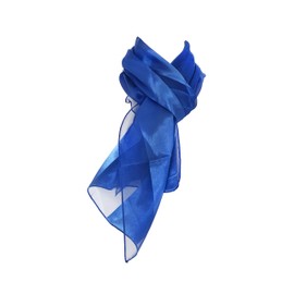 Plain coloured Chiffon and Satin Striped Scarf Thin Pretty Scarf, lovely Gift/present. (royal blue)