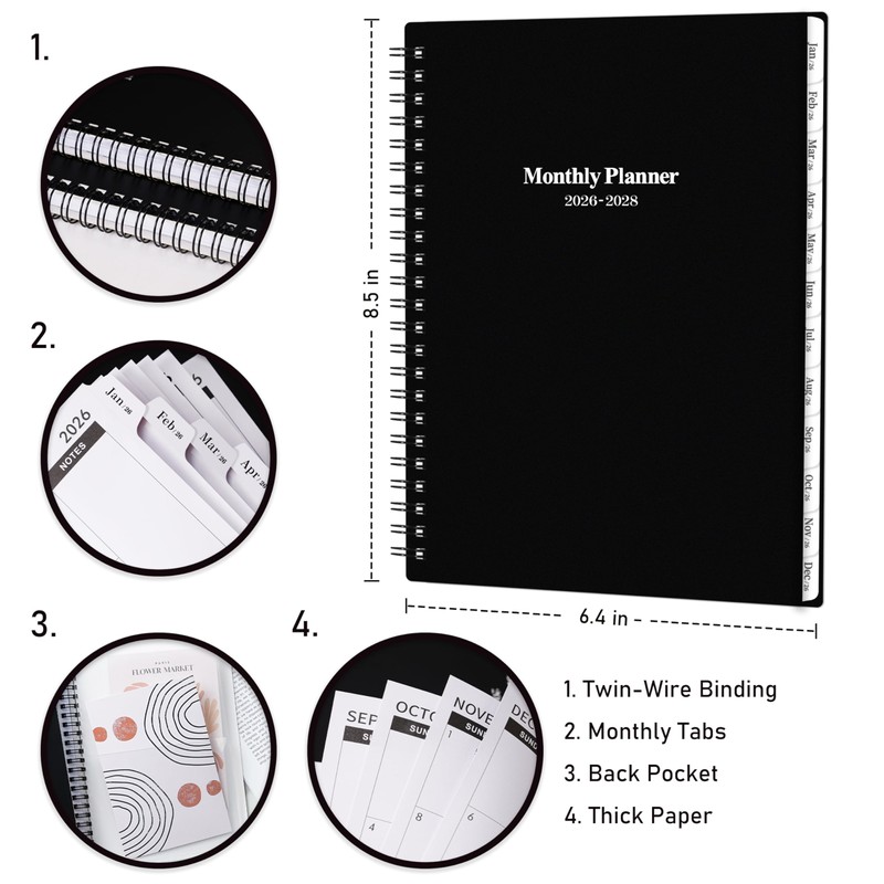 2026-2028 Monthly Planner/Calendar - 3 Year Monthly Planner, Jan. 2026