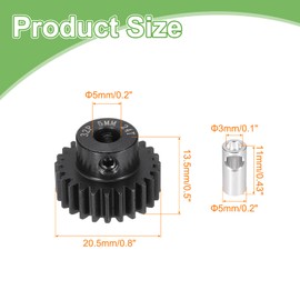 MECCANIXITY Steel 32P Gear Set with Gear Adapter 24T 5mm Shaft Motor Gears for RC Vehicles Truck Drift Car Part, Black