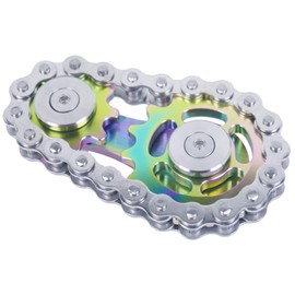 DMaos Fidget Spinner, Linkage Bike Chain Spinner Design, 2 Gears, Figity Spin Finger Games, Metal Stainless Steel Durable Mechanics with Smooth Bearings, Figit Toy for Adults Children - Rainbow