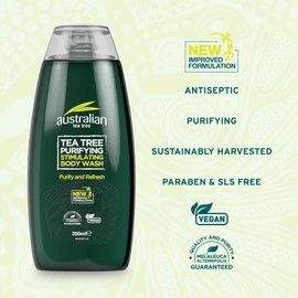 Australian Tea Tree Body Wash, Purifying, Natural, Vegan, Cruelty Free, Paraben and SLS Free, Stimulating, 250 ml