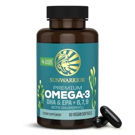 Sunwarrior Vegan Omega 3 DHA & EPA Supplement Algal Oil Preferred Alternative to Fish Oil Supports Brain Eye Joint & Heart Health (60 Count)