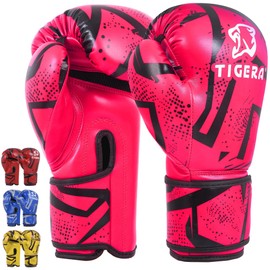 Tigera Children's Boxing Gloves, Kickboxing, Muay Thai Sparring, Training, Punch Bag, Martial Arts, Punching Gloves, Coaching Gloves for Boys, Girls (4 oz, Pink)