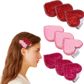 3 Pieces Sweet Valentine's Day Heart Hair Clips Multicolor Heart Glitter Sequin Heart Hairpins Fashion Bangs Barrettes Solid Side Hair Clips for Girls Birthday Party Wedding Party Hair Accessories