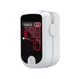 HOME CARE Oxímetro Digital de Pulso de Dedo con Pantalla OLED, Monitor Digital de Frecuencia Cardíaca PR y Saturación de Oxígeno en Sangre SpO2, Indice de Perfusión PI para Detección y Monitorear Diaria COLOR BLANCO