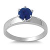 925 Sterling Silver Faceted Natural Genuine Blue Tanzanite Round Ring