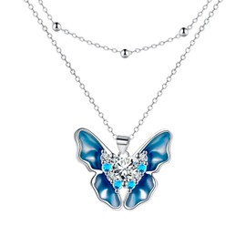 Yinsen Women's Necklace with Butterfly Pendant 925 Sterling Silver Jewellery Gift for Mother, Daughter, Wife or Girlfriend for Birthday, Mother's Day, Cubic Zirconia, Cubic Zirconia