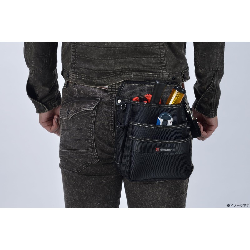 TAKAGI Waist Bag, 3 Tiers, Opening, Cut-Resistant, Abrasion Resistant, Hard