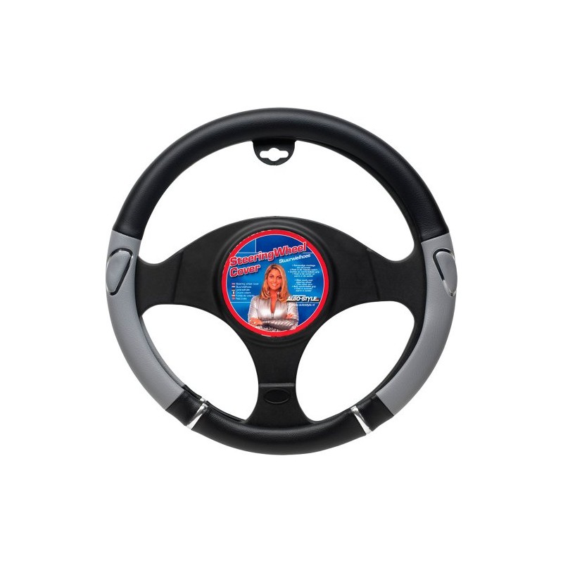 AUTO-STYLE Universelle Lenkradhülle - Schwarz/Grau/Chrom