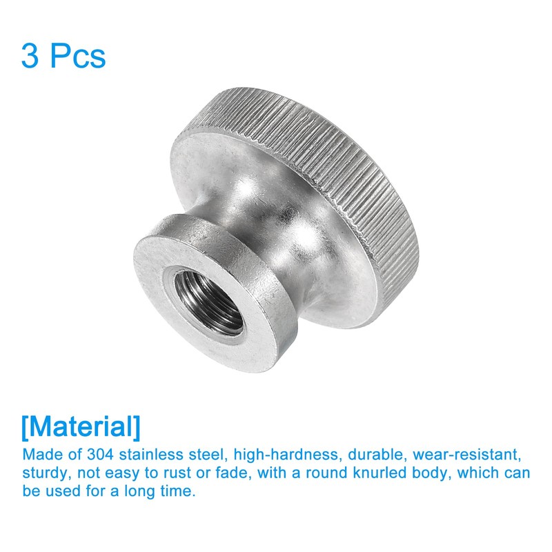 sourcing map Knurled Thumb Nuts, 3Pcs M8 x D24mm x