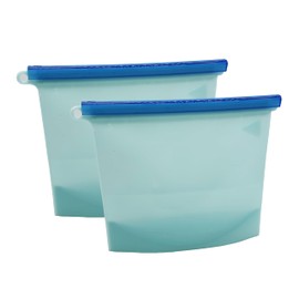 MingDaisy Silicone Reusable Food Storage Bags (Blue, 1500ml + 1500ml)