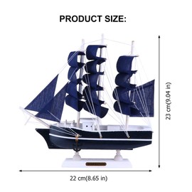 Sailing Yacht Boat Wooden Model Wood Ship Handcrafts 24cm Wooden Sailboat Centerpiece for Home Beach House Ocean Theme Party Nautical Mediterranean Decor Navy