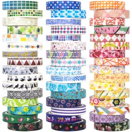 Forwaarss 48 Rolls Washi Tape Set - 8mm Wide, Colorful Flower Style Design, Decorative Masking Tape for DIY Craft Scrapbooking Gift Wrapping
