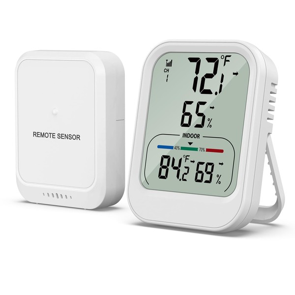 KeeKit Indoor Outdoor Thermometer, Digital Freezer Thermometer with Wireless Sensor,