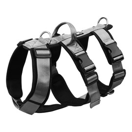 LAVAMOND Large Dog Harness No Pull, Escape Proof Dog Harness with Handle, 4 Buckles 2 Rings Soft Padded, No Slip Adjustable Medium Dog Harness Easy Walk for Hiking Training, Grey, M