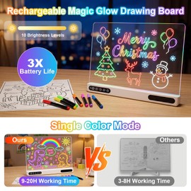 Rechargeable LED Drawing Board for Kids: 20 Hour Battery Life Scratch -