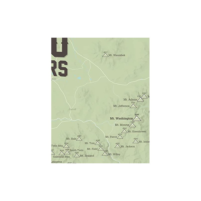 New Hampshire 4000 Footers Map 11x14 Print (Sage)