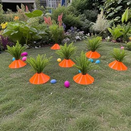 21 Set Easter Yard Carrots Patch DIY Artificial Plants Fake Carrots Decorative Yard Stake Large Outdoor Plastic Rustic Yard Sign for Spring Lawn Garden Yard Easter Decor Party Thickened Plastic Base