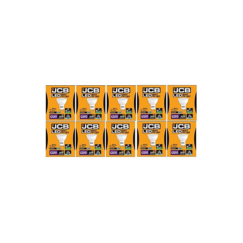 10 X JCB 5w = 50w LED GU10 100deg 6500k