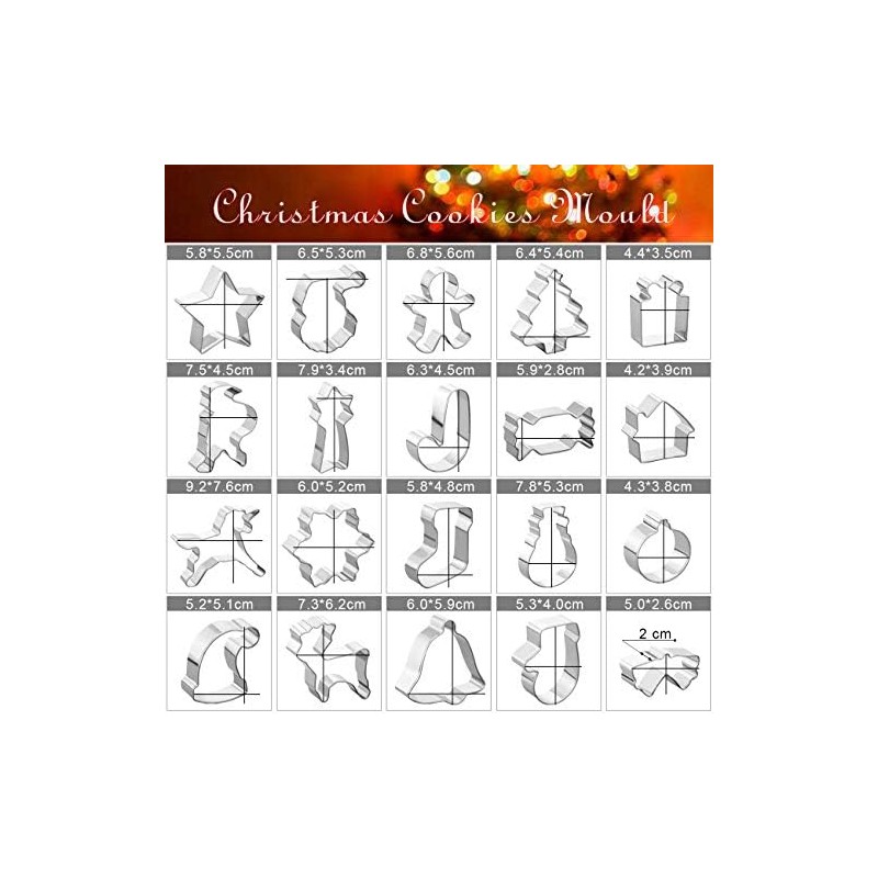 GWHOLE Cortadores de Galletas Navidad 20 Piezas de Acero Inoxidable