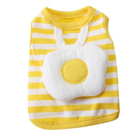 Puppy Striped Egg Vest Cute Skin Friendly Breathable Round Neck Dog Costumes for Spring Summer Yellow L